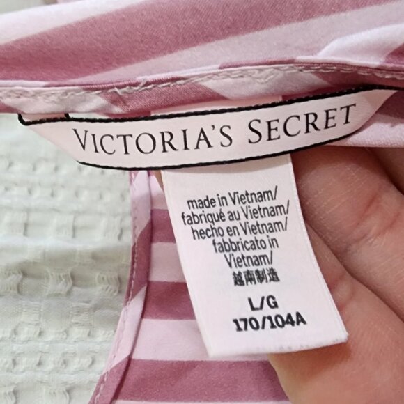 Victoria's Secret Pink Stripe Silky Satin Cami Tank Top Women's Size Large - Picture 9 of 11